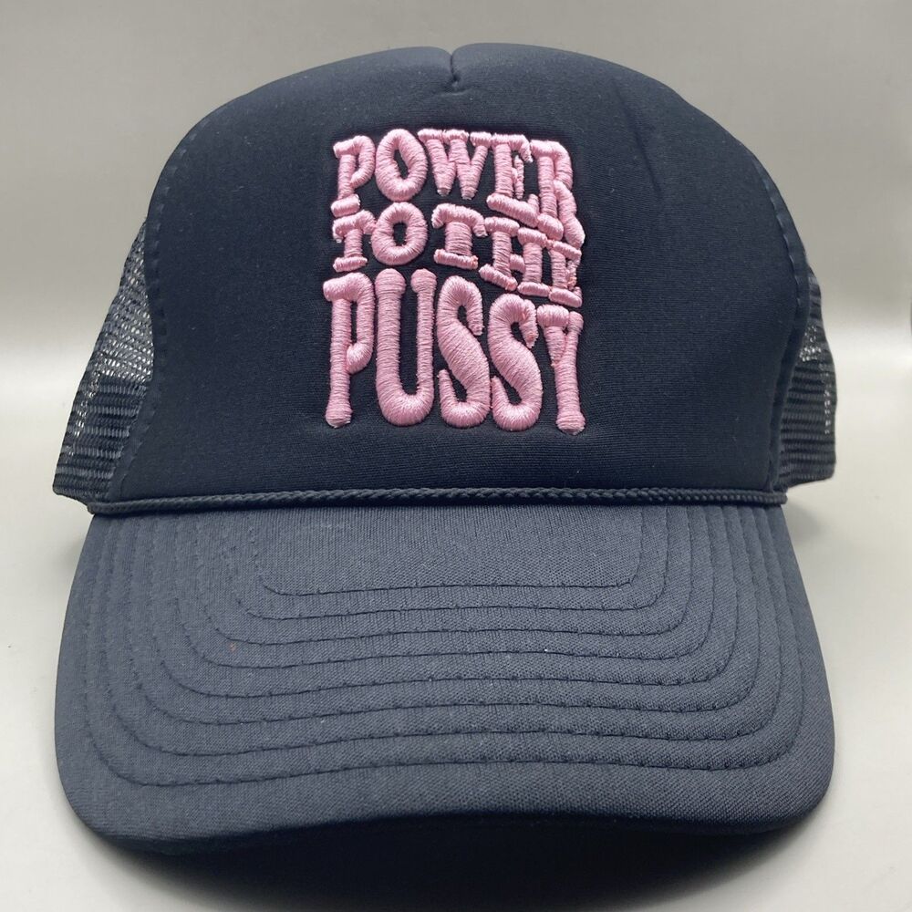 Power to the P(ussy) Unisex Trucker Black Snapback Cap Hat